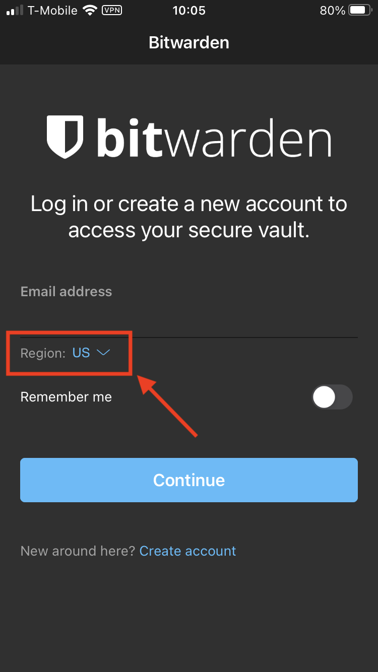 vaultwarden-iOS-log-in-screen