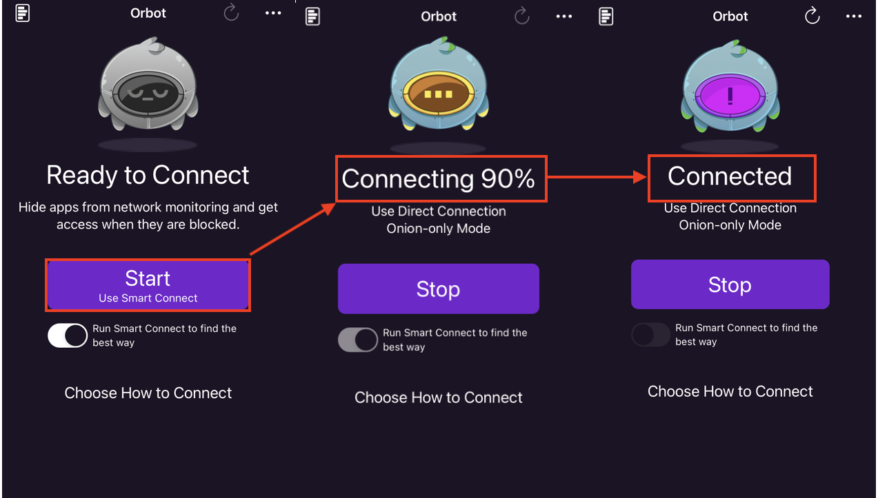 iOS Orbot Connecting to Tor