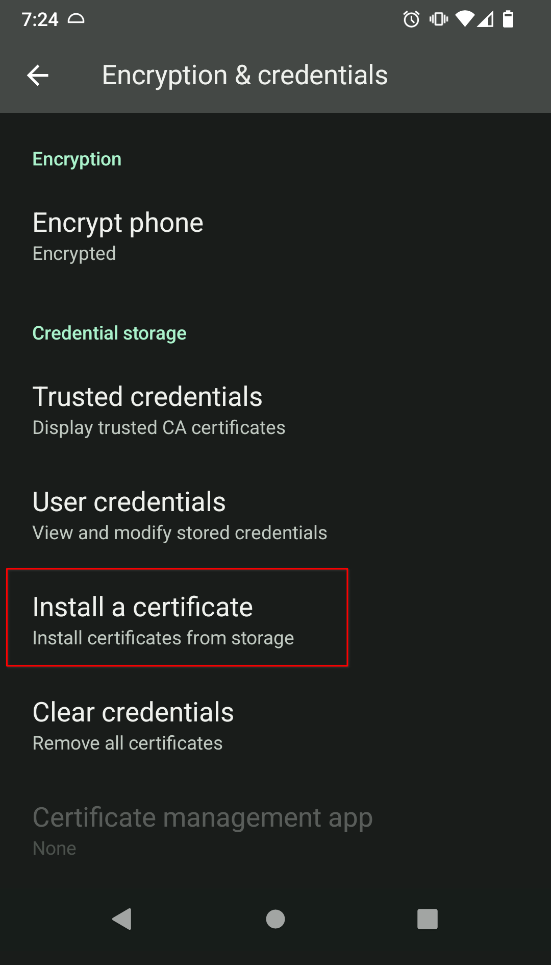 Install certificate
